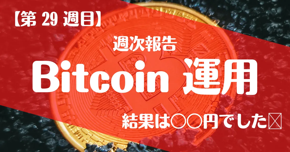 Bitcoin 運用週次報告 第 29 週目の結果は 円でした 仮想通貨ブログlabo